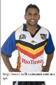 Preston Campbell donning the Jersey of the 2008 World Cup Indigenous Dreamtime Team